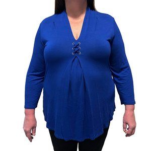 Cable & Gauge Criss Cross Front Royal Blue Top